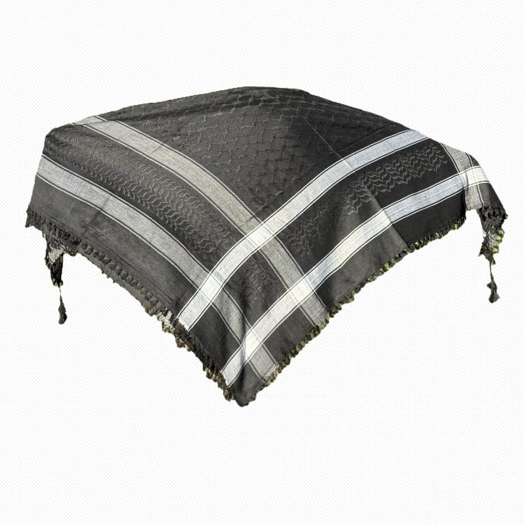 Palestinian Heritage Keffiyeh | ⚪⚫ White with Black Patterns Price