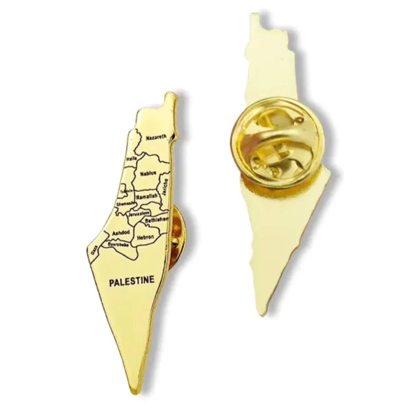 Palestine Map Pins – Gold & Silver Designs | Keffiyeh & City Engraving