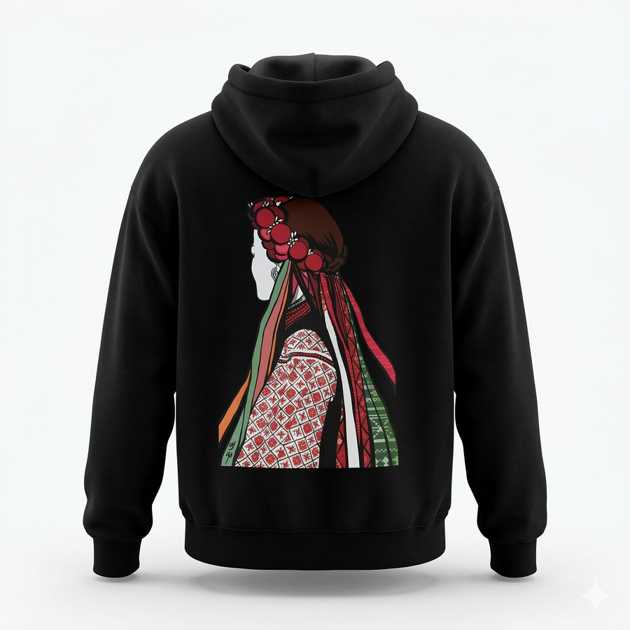 Palestinian Heritage Egyptian Cotton Printed Hoodie – Cultural Back Design