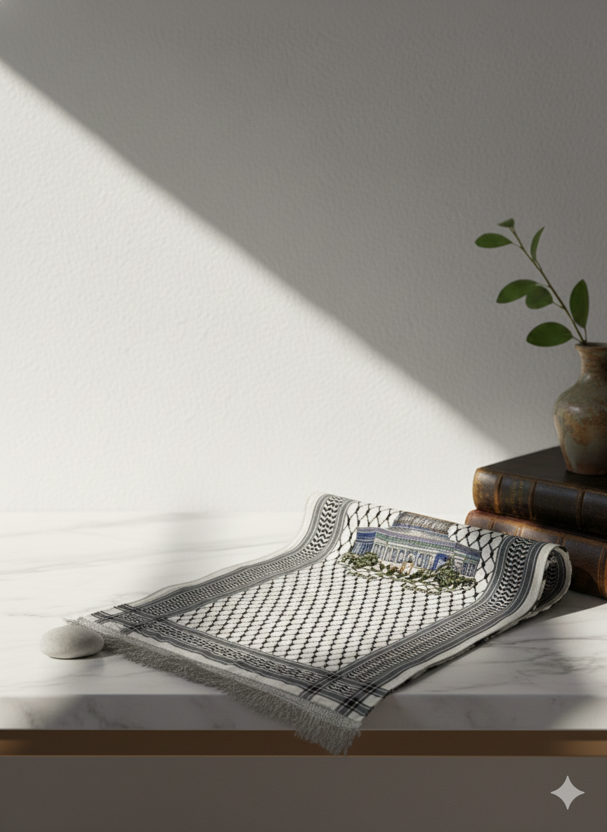 Palestinian Keffiyeh Prayer Mat – Al-Aqsa Dome Design | Traditional Islamic Sajjada