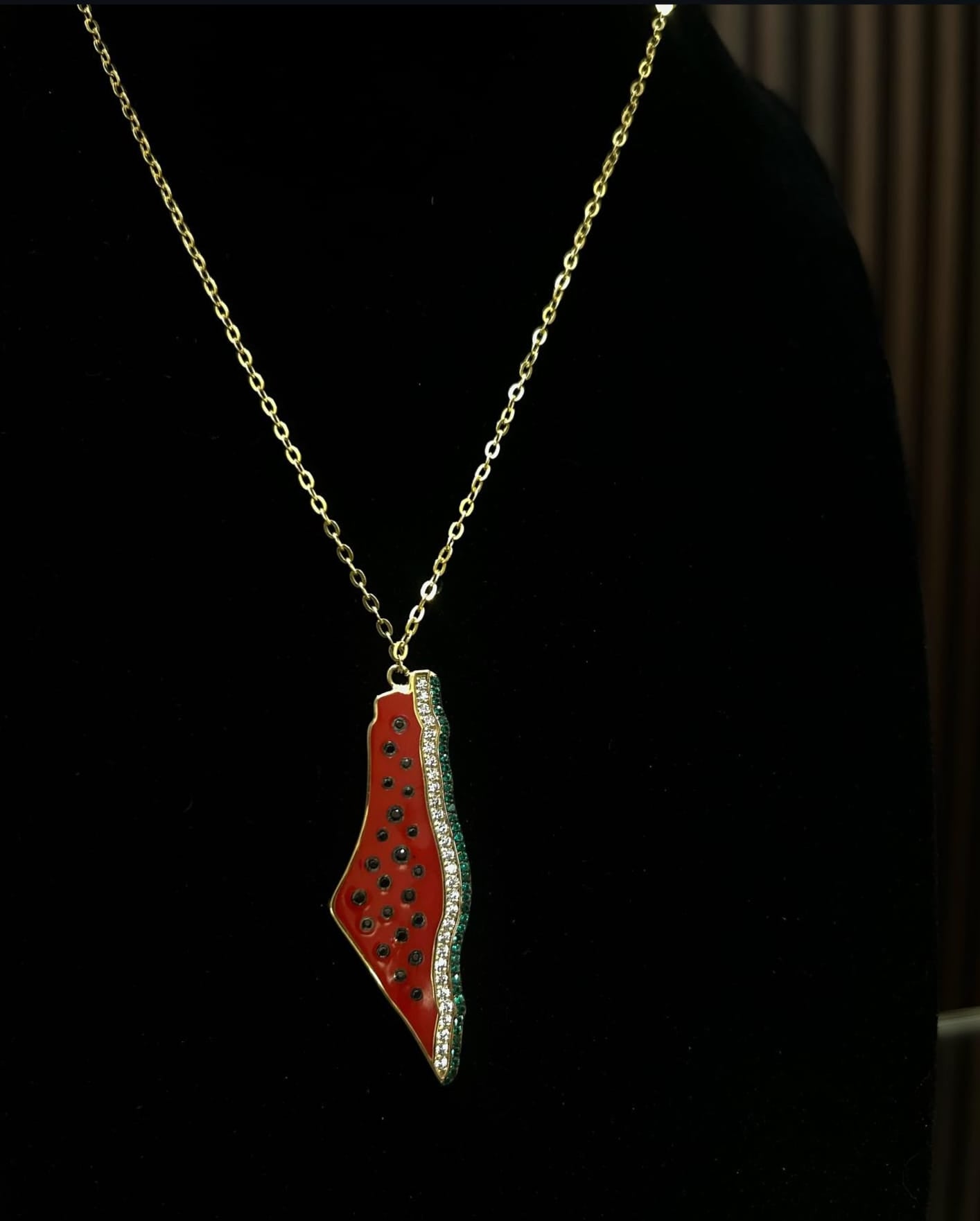 Watermelon Palestine Map Necklace – Symbol of Resistance & Heritage