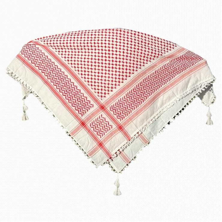 Palestinian Heritage Keffiyeh | 🔴 Red & White