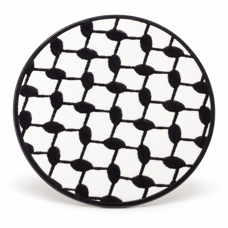 Black & White Keffiyeh Grid Decorative Round