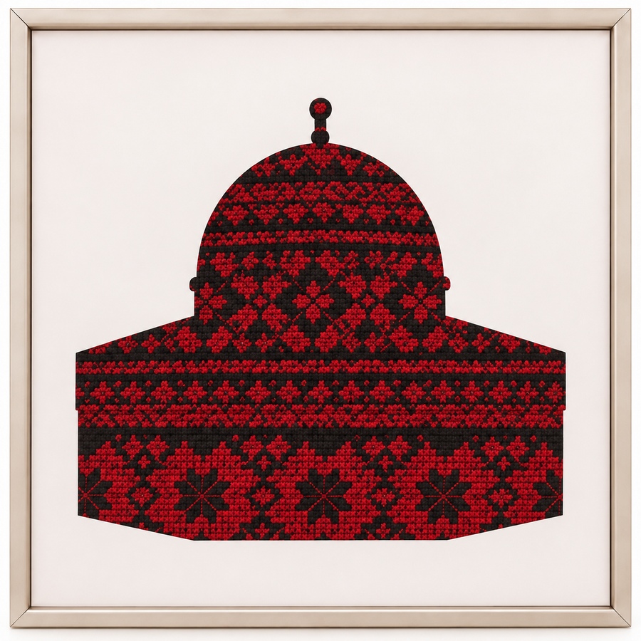Red & Black Patterned Dome Framed Art