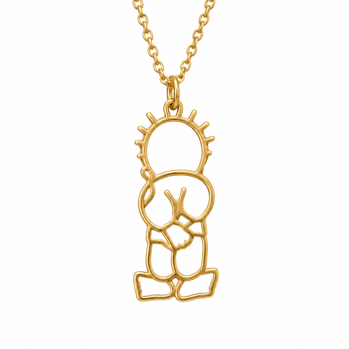 Handala Outline Necklace – Gold Tone — full product view.