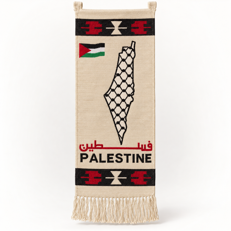 Palestine Map & Flag Textile Wall Hanging