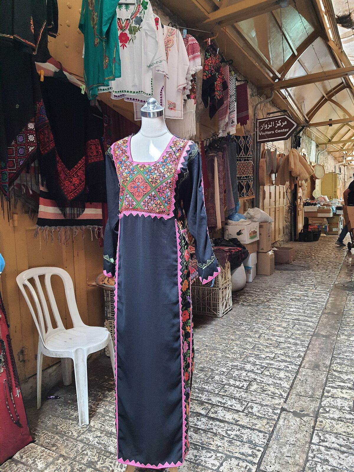 Palestinian embroidered dress in Hebron Old City