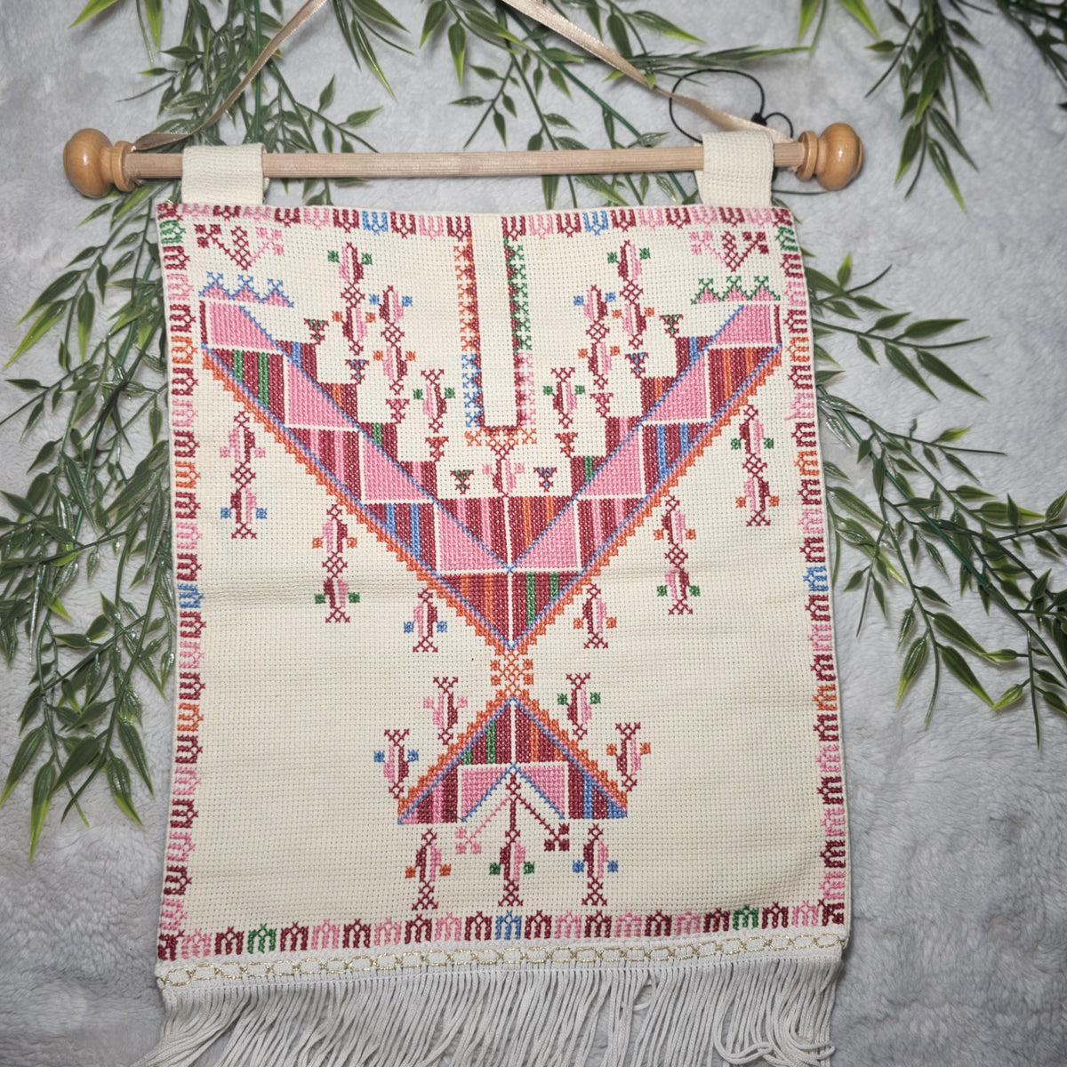Blooming Heritage: Embroidered Wall Art with Floral Designs