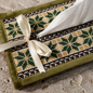 Olive Green Bow Palestinian Tatreez Tissue Box Cover