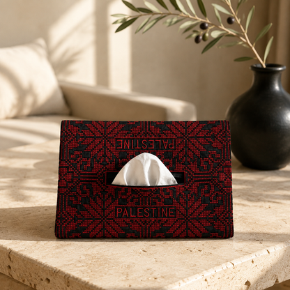 Palestine Black & Red Tatreez Tissue Box Cover