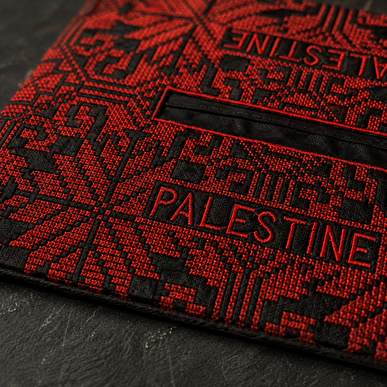 Palestine Black & Red Tatreez Tissue Box Cover
