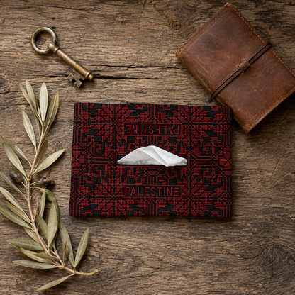 Palestine Black & Red Tatreez Tissue Box Cover