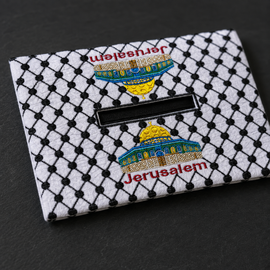 Jerusalem Keffiyeh Embroidered Tissue Box Cover