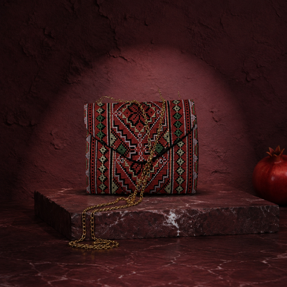 Crimson Garden Palestinian Tatreez Mini Chain Bag