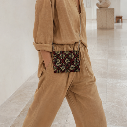 Golden Mosaic Palestinian Tatreez Mini Chain Bag