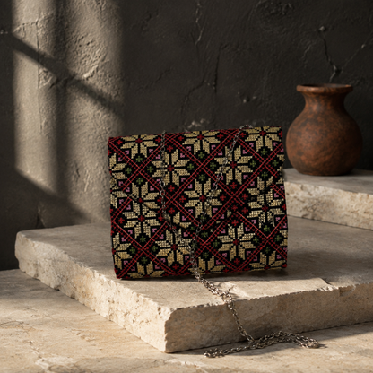 Golden Mosaic Palestinian Tatreez Mini Chain Bag
