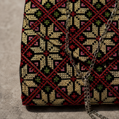 Golden Mosaic Palestinian Tatreez Mini Chain Bag