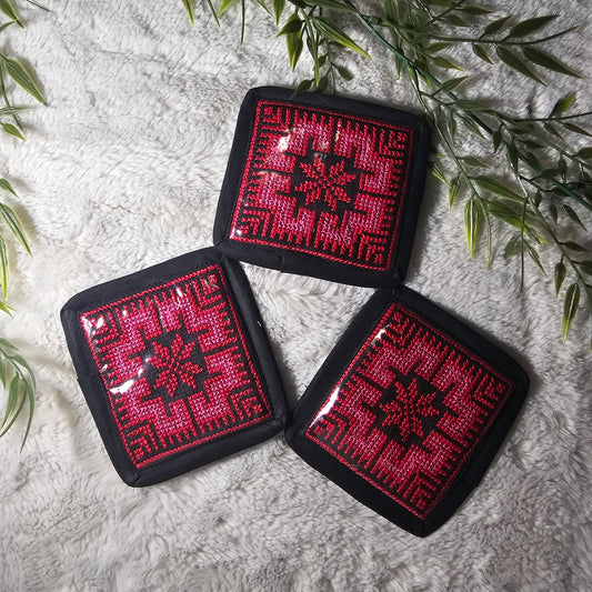 Handcrafted Palestinian Embroidered Coasters – Authentic Cultural Art