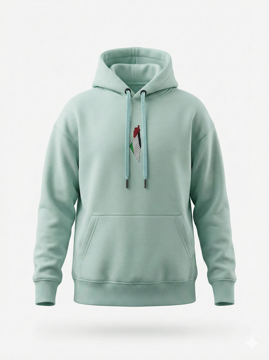 Palestine Collage Hoodie – Mint Statement Edition