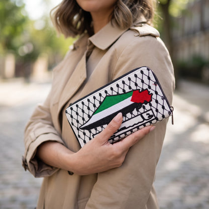 'PALESTINE' Keffiyeh Zip Wallet | Embroidered Map Edition