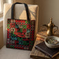 Artisanal Embroidered Tatreez & Arabic Heritage Script Tote Bag