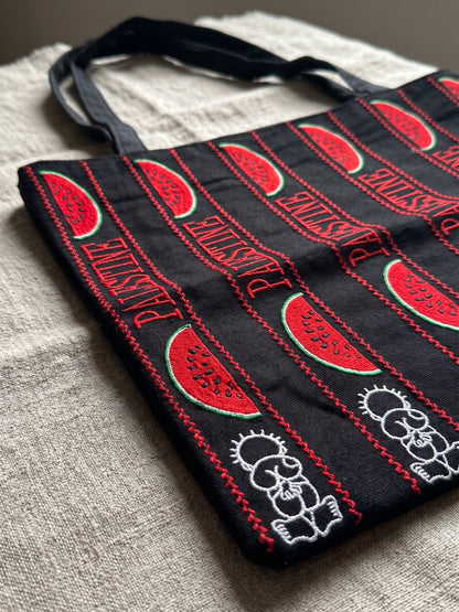 The Palestine Watermelon & Resilience Embroidered Tote Bag