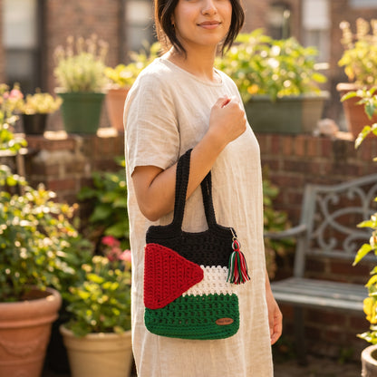 Hand-Crocheted Palestine Flag Mini Tote Bag | Tassel & Handcrafted Accent