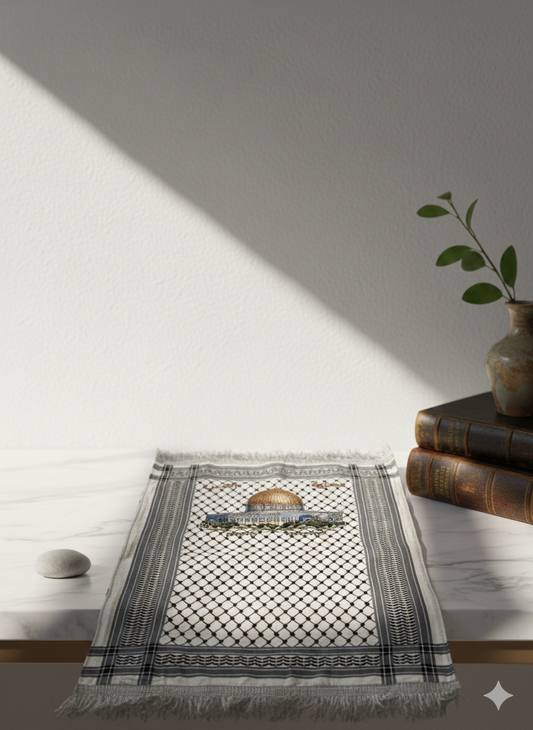 Palestinian Keffiyeh Prayer Mat – Al-Aqsa Dome Design | Traditional Islamic Sajjada