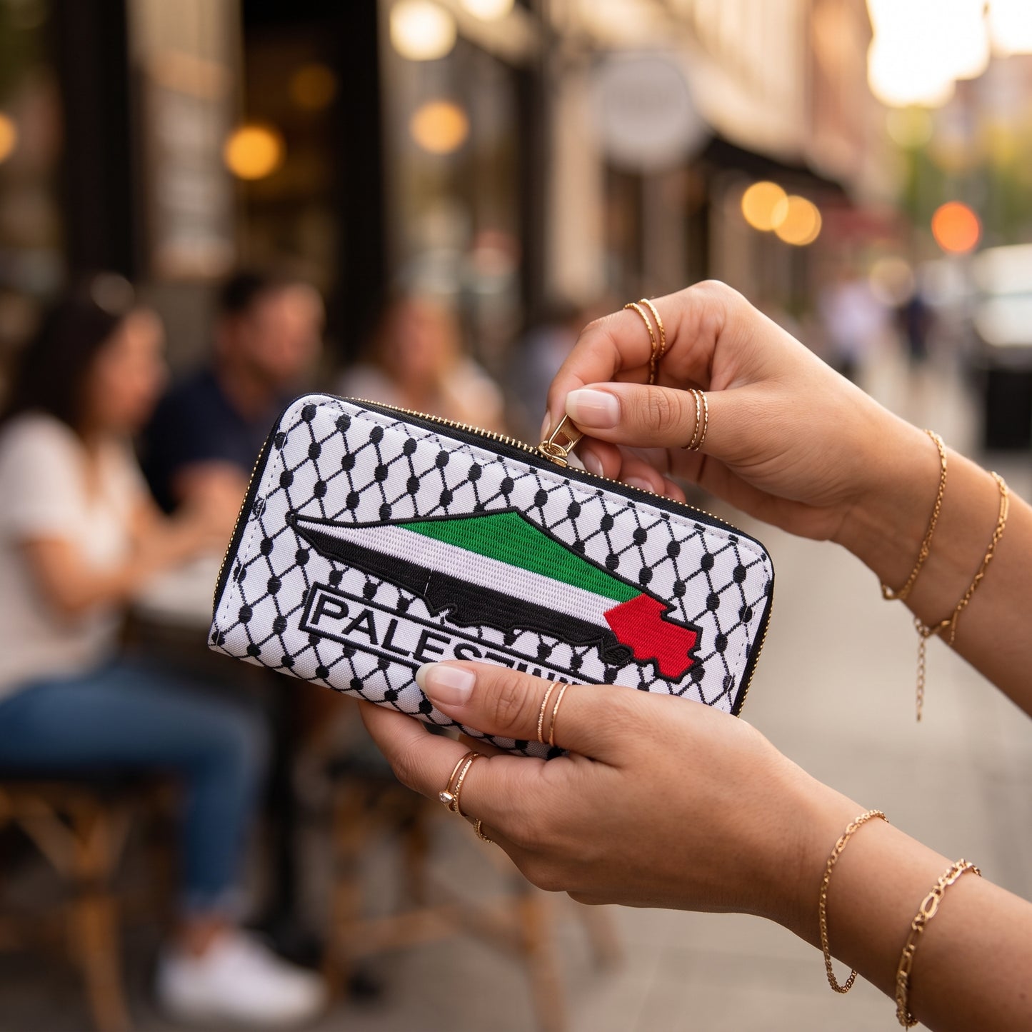 'PALESTINE' Keffiyeh Zip Wallet | Embroidered Map Edition