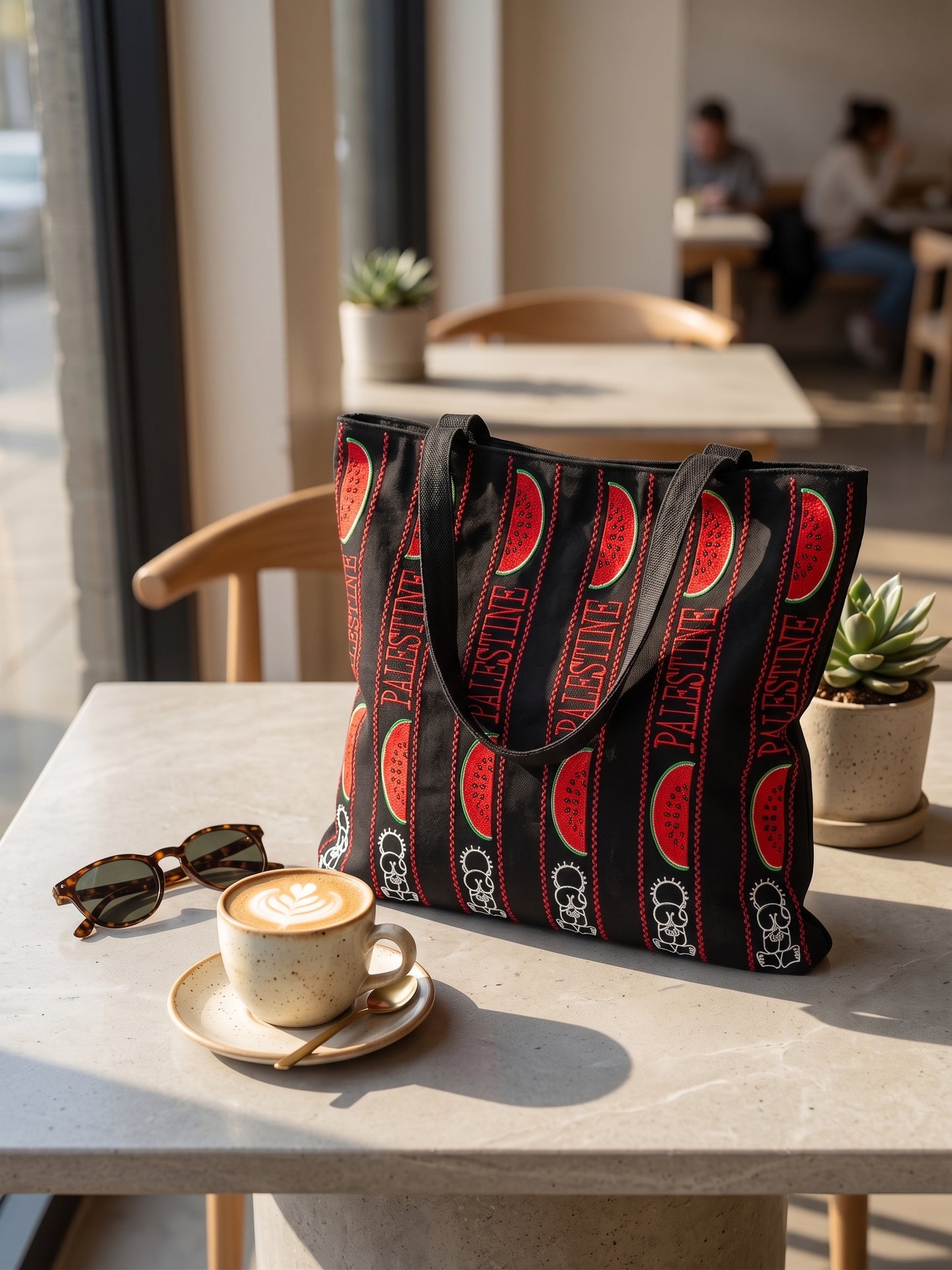 The Palestine Watermelon & Resilience Embroidered Tote Bag
