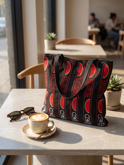 The Palestine Watermelon & Resilience Embroidered Tote Bag