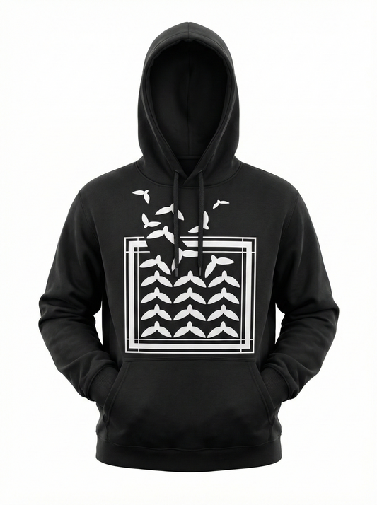 Keffiyeh Pattern Hoodie – Minimal Black Edition
