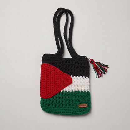 Hand-Crocheted Palestine Flag Mini Tote Bag | Tassel & Handcrafted Accent