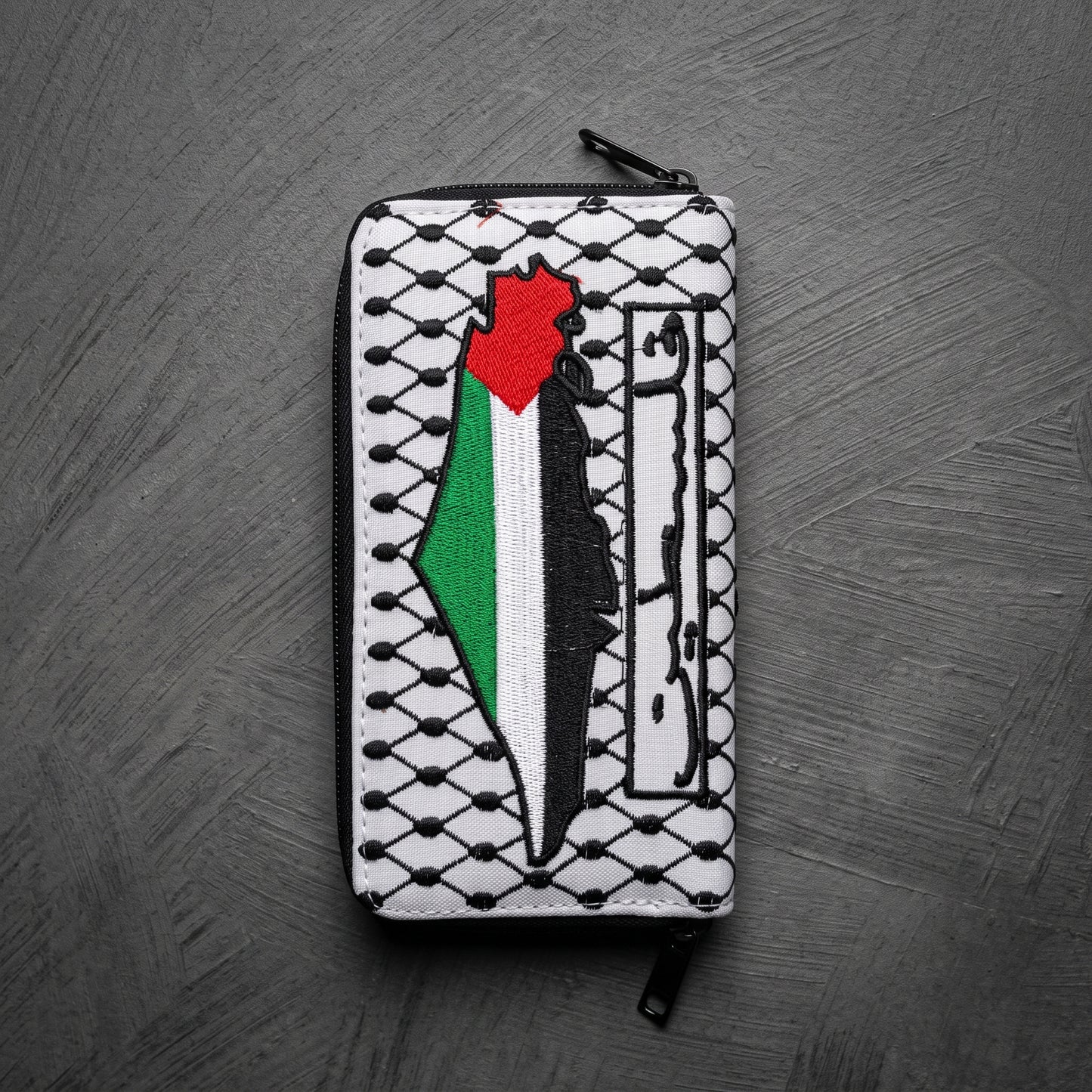 'PALESTINE' Keffiyeh Zip Wallet | Embroidered Map Edition
