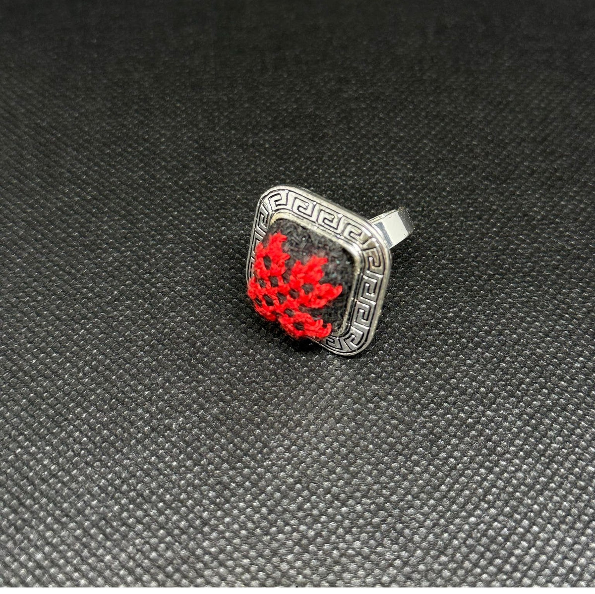 Bague Tatreez brodée argentée
