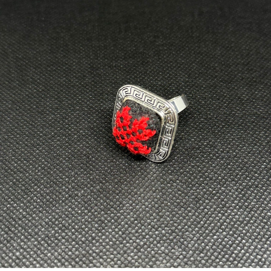 Silver Embroidered Tatreez Ring