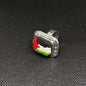 Square Silver Tatreez Palestine Flag Ring
