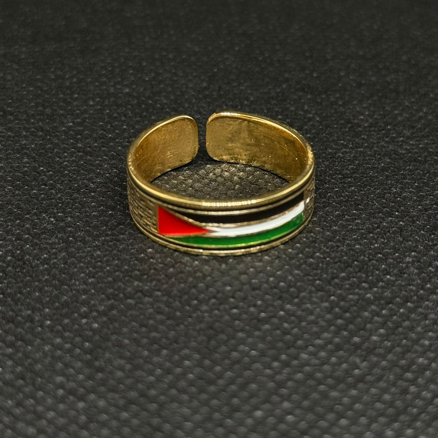 Adjustable Gold Palestine Flag Ring