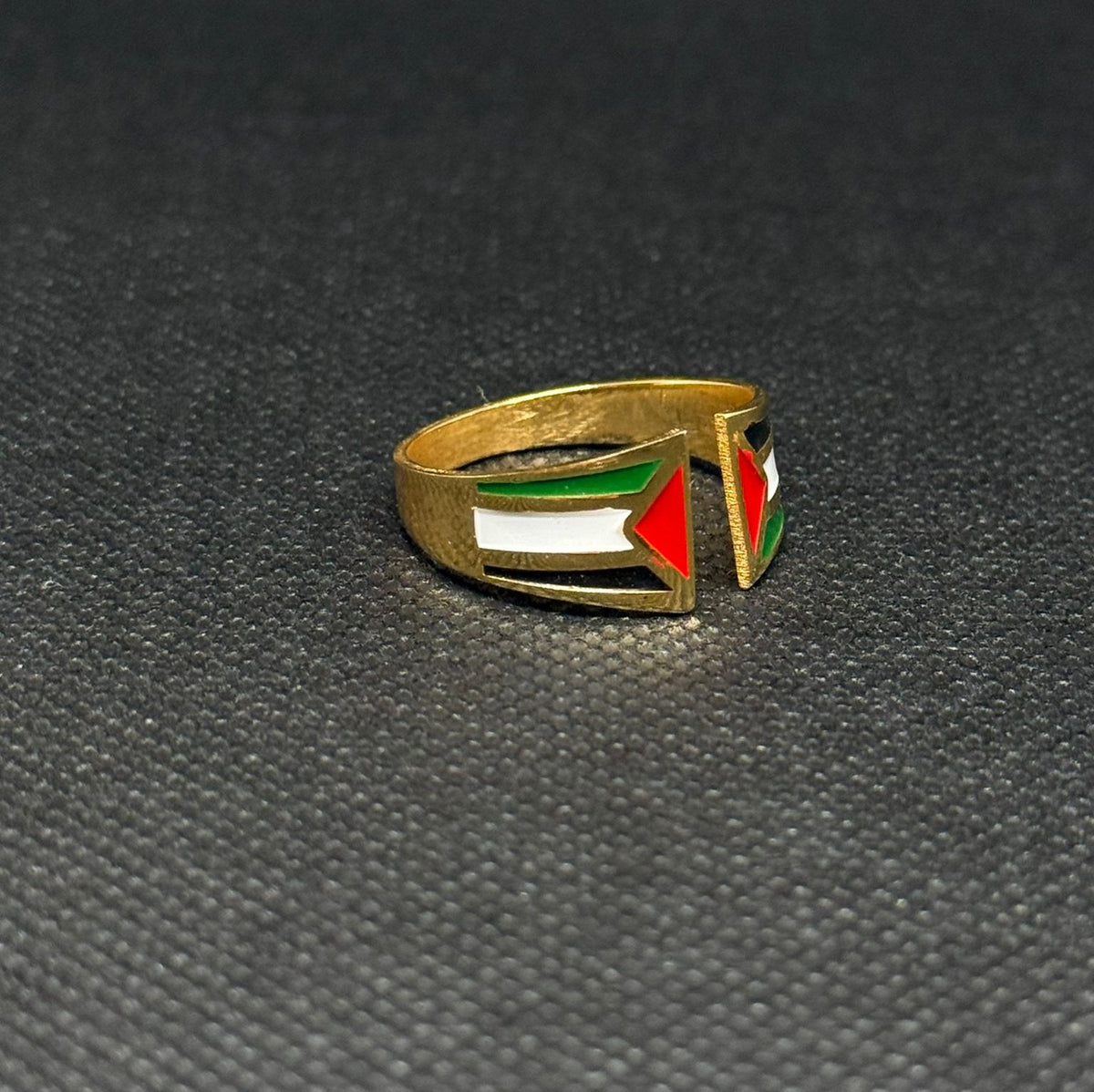 Bague réglable Drapeau de la Palestine en or fendu