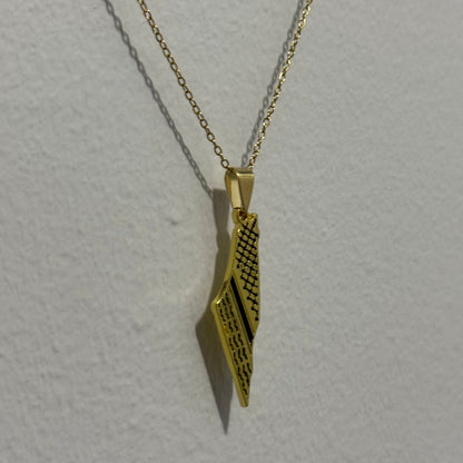 Keffiyeh-Engraved Palestine Map Necklace – Gold