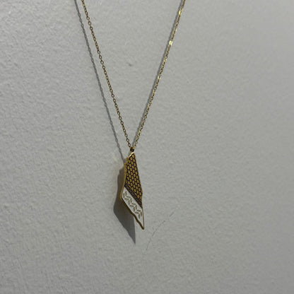 Gold Palestine Map Necklace with Keffiyeh & Olive Motif