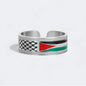 Adjustable Palestine Flag & Keffiyeh Ring – Silver & Gold Variants
