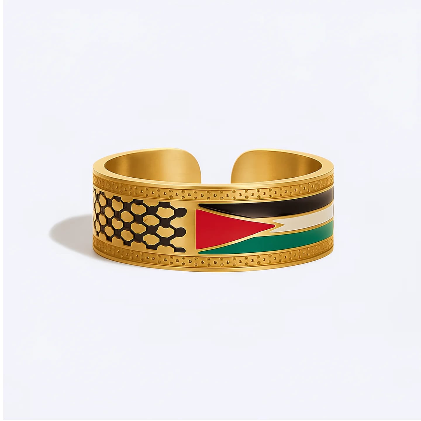 Adjustable Palestine Flag & Keffiyeh Ring – Silver & Gold Variants