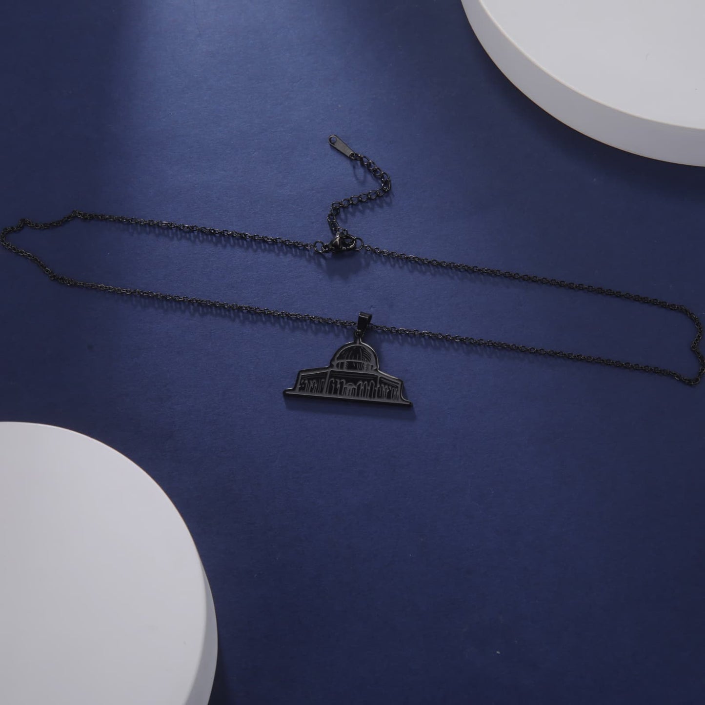 Black Al-Aqsa Dome Necklace – Minimalist Stainless Steel | Palestine Heritage Jewelry