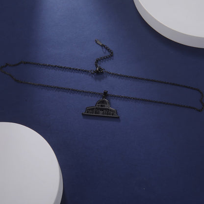 Black Al-Aqsa Dome Necklace – Minimalist Stainless Steel | Palestine Heritage Jewelry