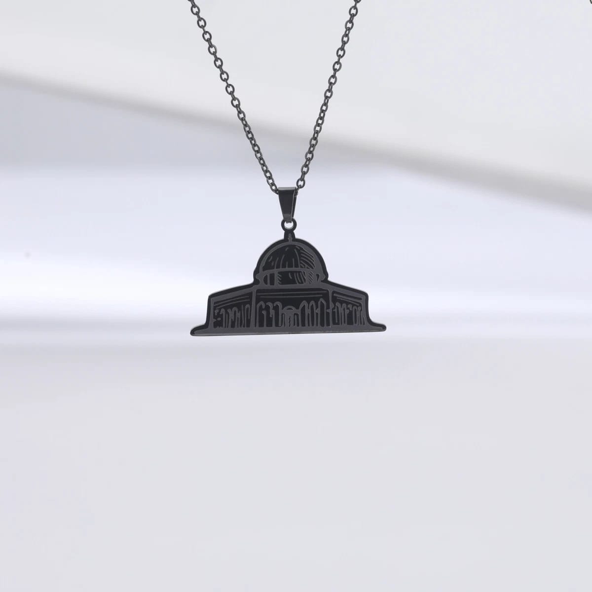 Black Al-Aqsa Dome Necklace – Minimalist Stainless Steel | Palestine Heritage Jewelry