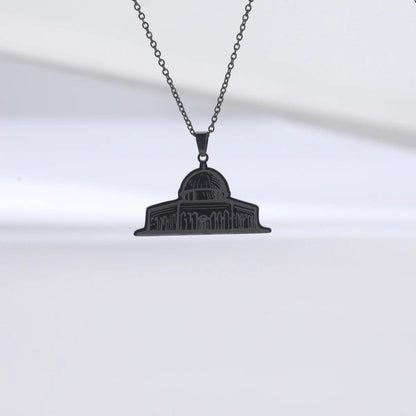 Black Al-Aqsa Dome Necklace – Minimalist Stainless Steel | Palestine Heritage Jewelry
