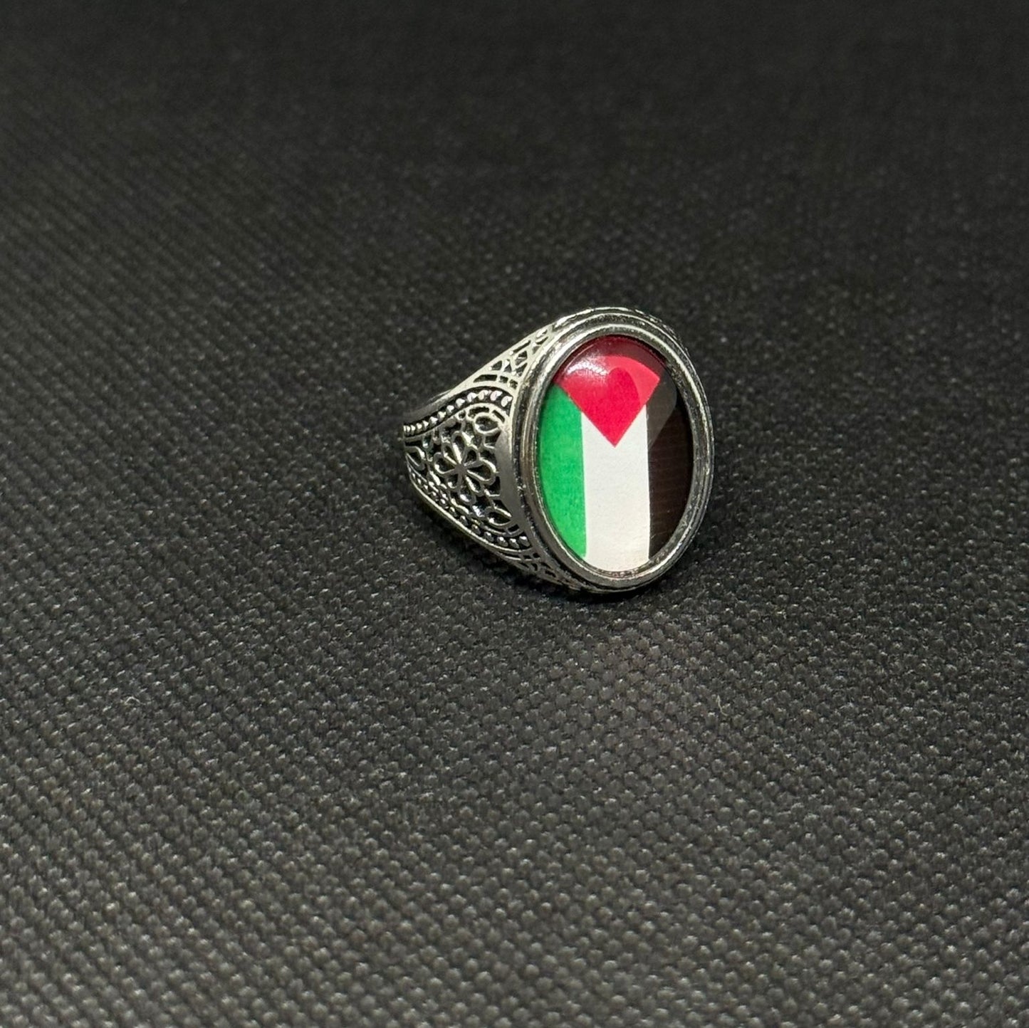 Silver Palestine Flag Ring