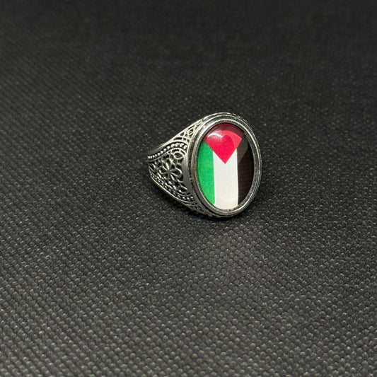 Silver Palestine Flag Ring