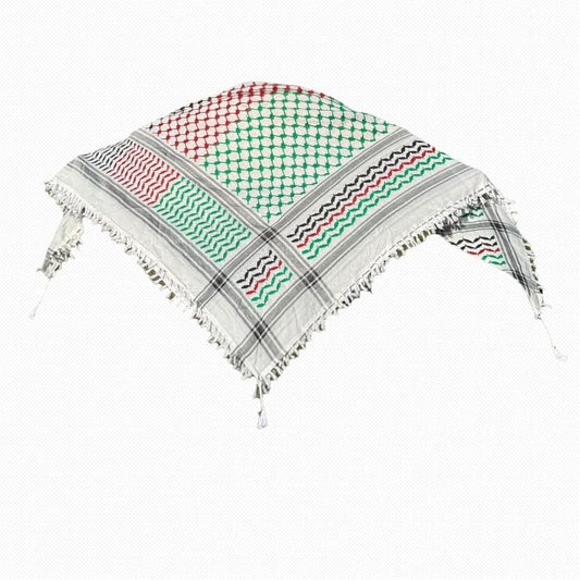 Palestinian Heritage Keffiyeh | 🇵🇸 Palestinian Flag Colors (Red-Green-Black-White)